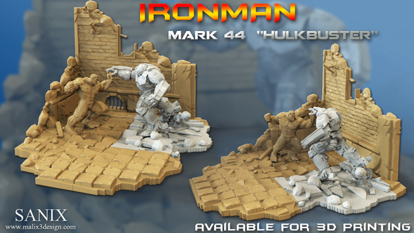 Medium Avengers Scene-Ironman Hulkbuster 3d-printable file  3D Printing 137766