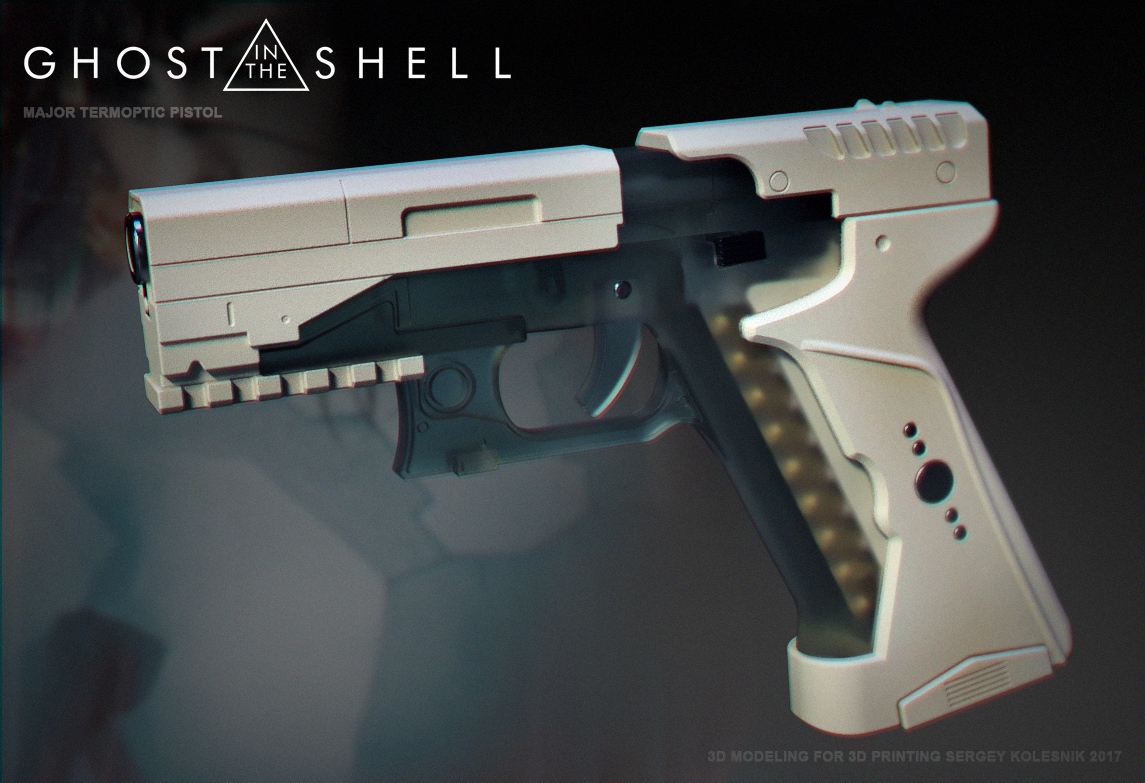 3d Printed Ghost In The Shell Major Termoptic Pistol By Sergey Kolesnik Pinshape