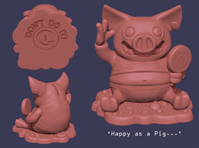 'Happy as a Pig' Piggy Bank 3D Print 140007