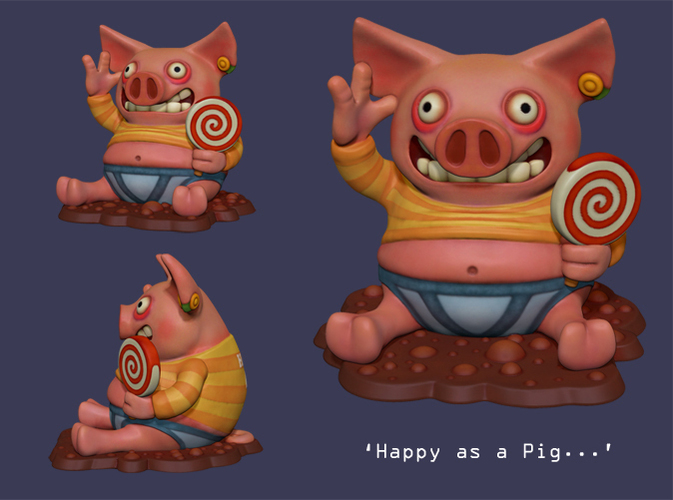 'Happy as a Pig' Piggy Bank 3D Print 140008