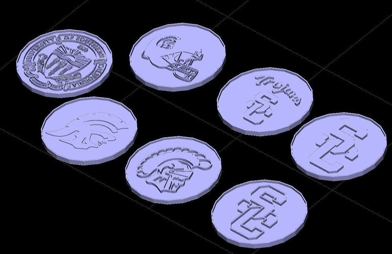 USC Trojans Casino Poker Chips Coins (7 designs) 3D Print 140023