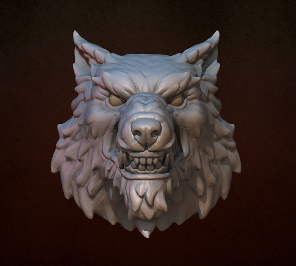 Medium Wolf head 3D Printing 140287