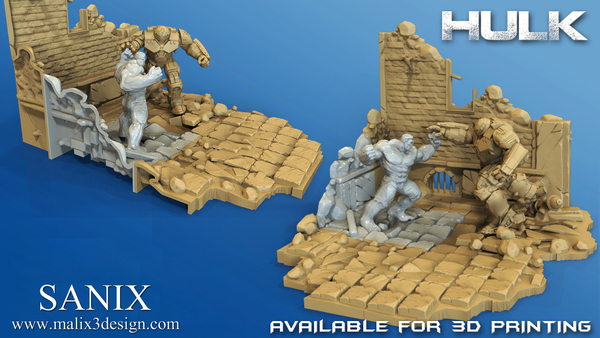 Avengers Scene- The Incredible Hulk  3d model for printing.
