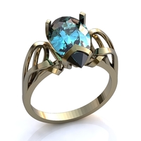 Small Gold single solitaire Pear 3D Printing 140816