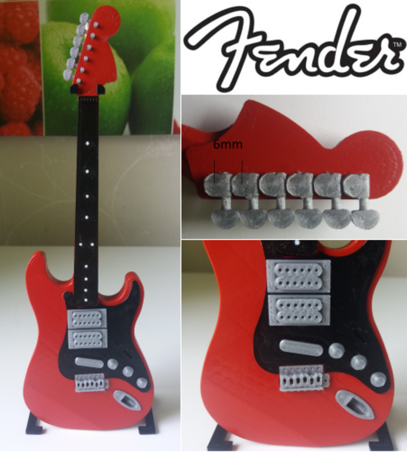 Fender Stratocaster in perfect scale 1:4, fully 3D printable