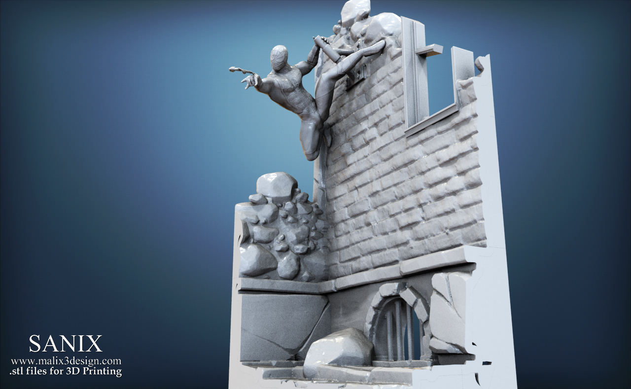 3d Printed Avengers Scene Spiderman 3d Printable Model By Sanix3 Pinshape