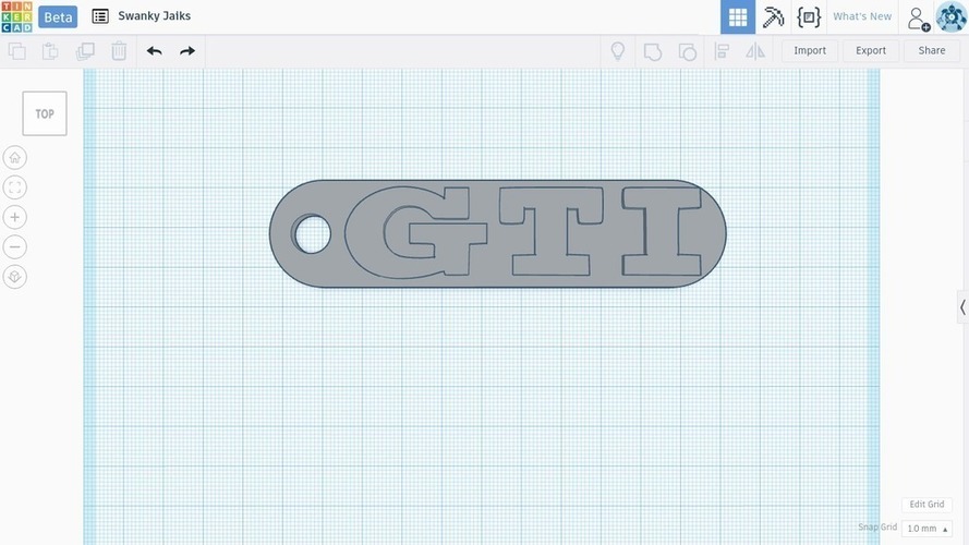 GTI Key Chain 3D Print 141894