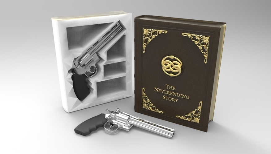 The Secret Book Box & Gun (Colt Python .357 Magnum) 3D Print 142486