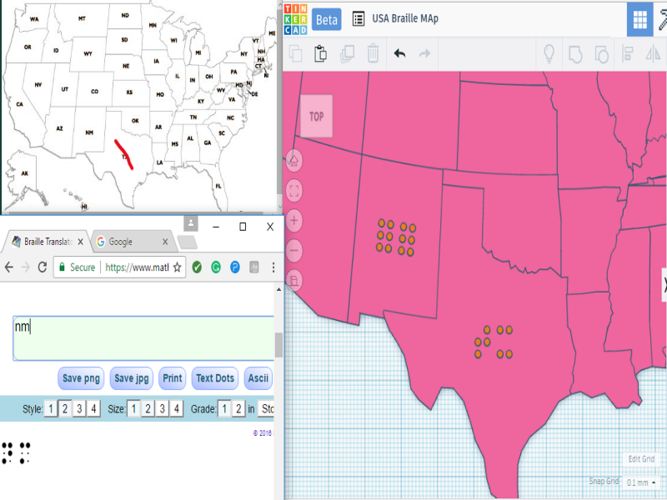 USA Braille Map: Feel The World 3D Print 142978