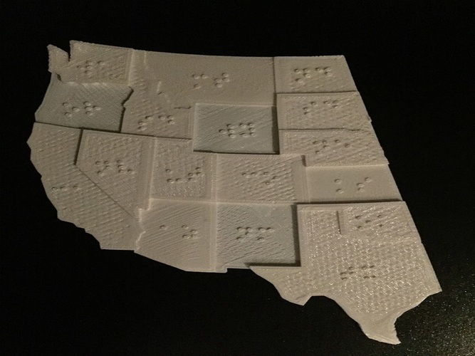 USA Braille Map: Feel The World 3D Print 142980