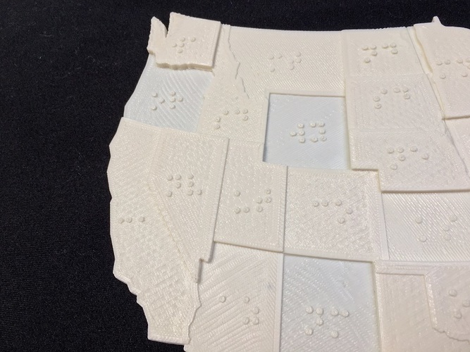 USA Braille Map: Feel The World 3D Print 142990