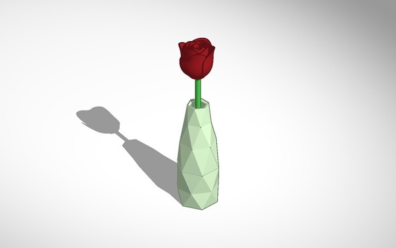 rose in a vase 3D Print 14353