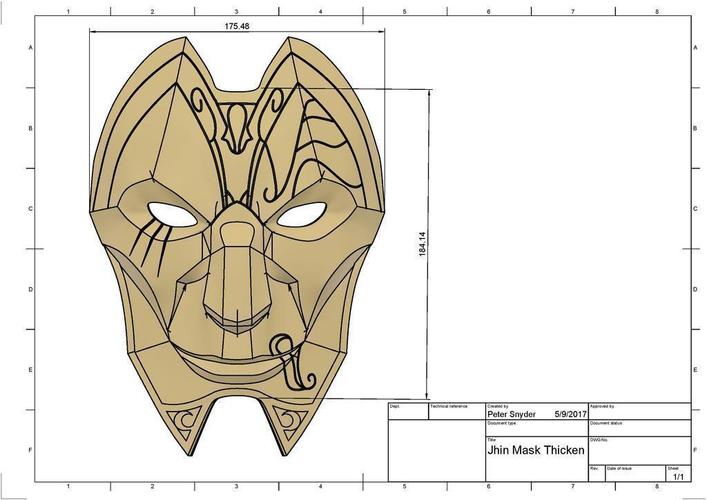 Key Chain League of Legends Keyring Jhin's Mask Bag tag 