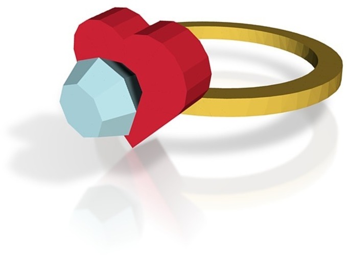diamond heart ring version 2 3D Print 14545