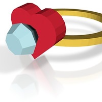 Small diamond heart ring version 2 3D Printing 14545