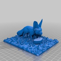 2 fennec foxes enjoying a steak in zoo - Thumbnail 2