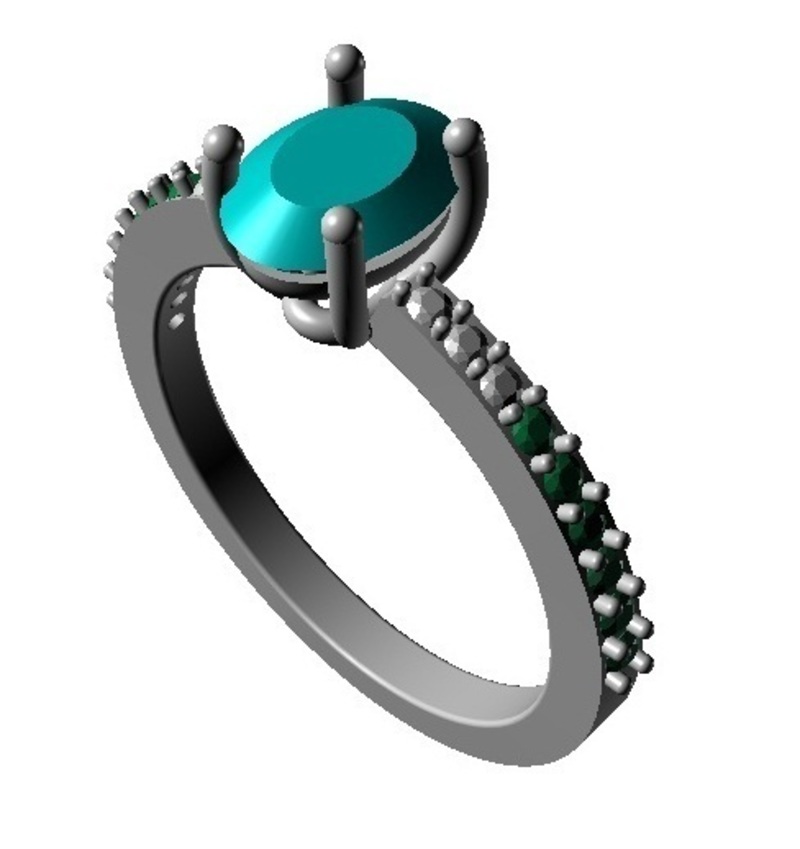Womens Special Solitaire With Accents Ring 3D CAD Model