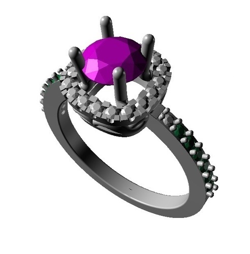 Free !! 3D CAD Model For Solitaire With Accents Ring 3D Print 146861