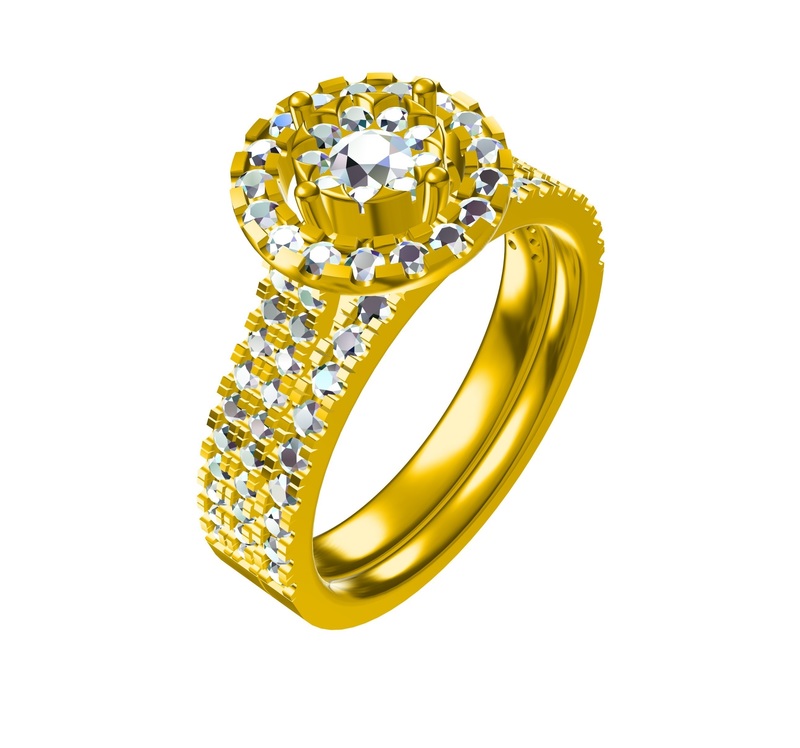 Beautiful Bridal Ring Set 3D CAD Model In STL Format