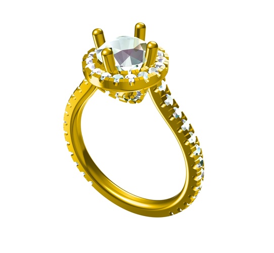 3D CAD Model For Solitaire With Accents Wedding Ring 3D Print 147539