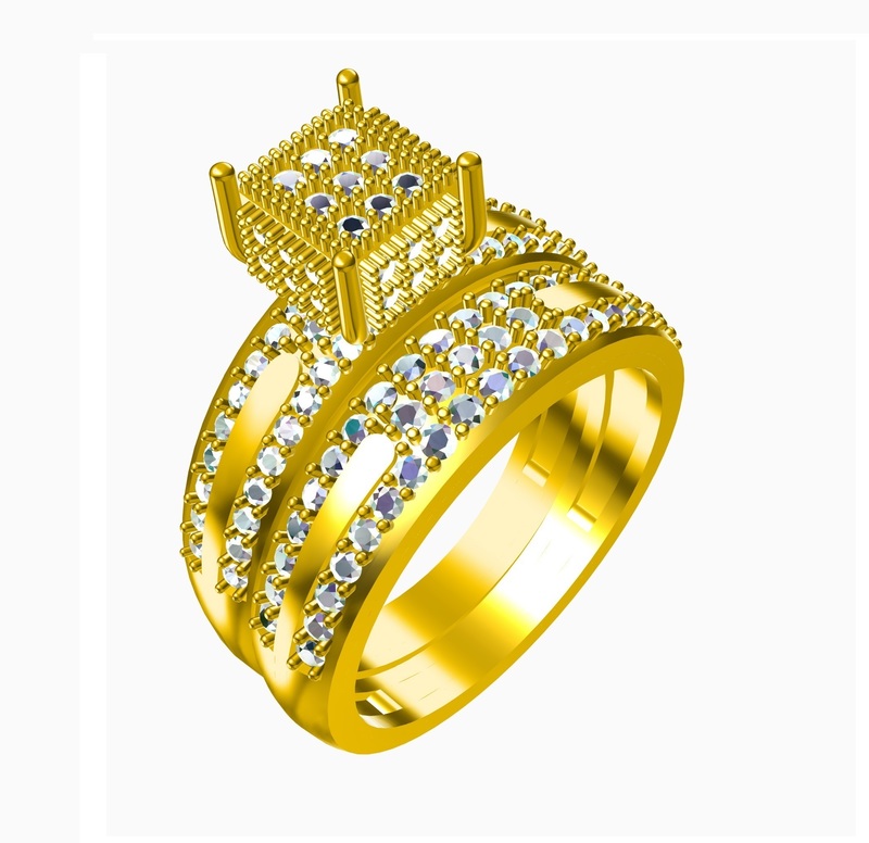 3D CAD Model For Bridal Ring Set In STL Format