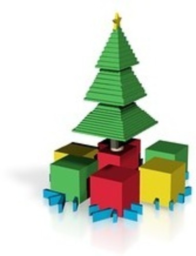 partly minecraft christmas tree with presents