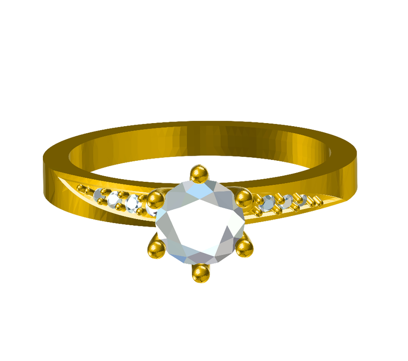 3D CAD Model For Solitaire With Accents wedding Ring