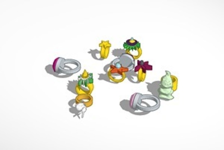 assorted rings 3D Print 14789