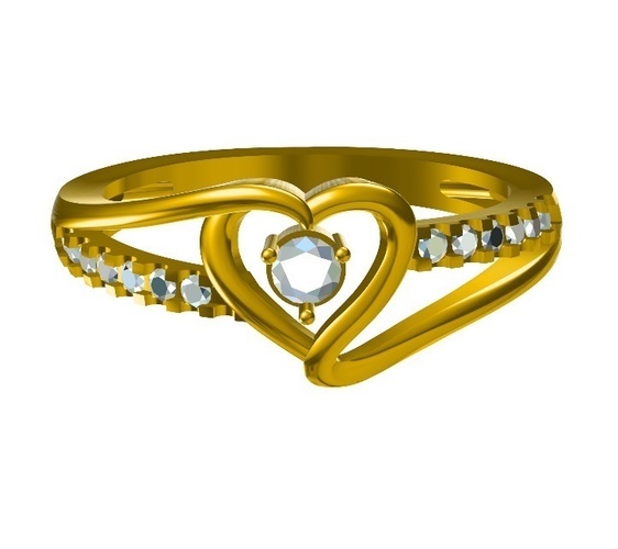 Jewelry 3D CAD Model Of Beautiful Heart Design Wedding Ring