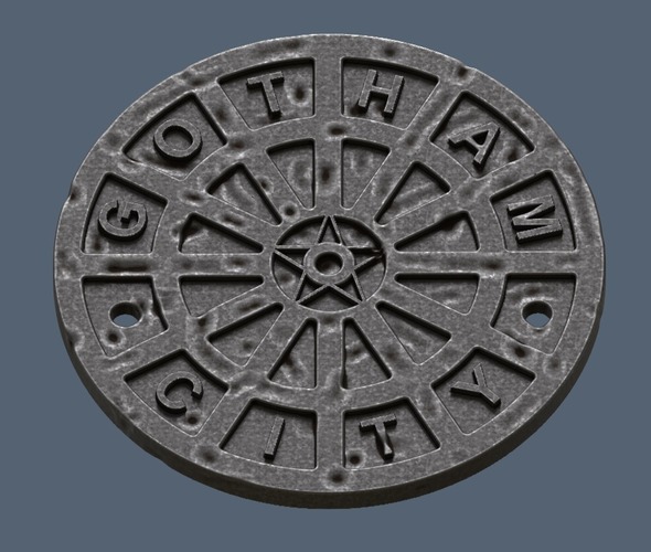 Gotham City Manhole Cover Coaster (Batman) 3D Print 148176