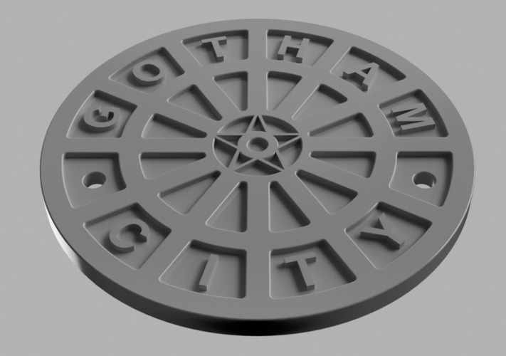 Gotham City Manhole Cover Coaster (Batman) 3D Print 148177