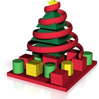 Small decorated christmas tree with presents 3D Printing 14864