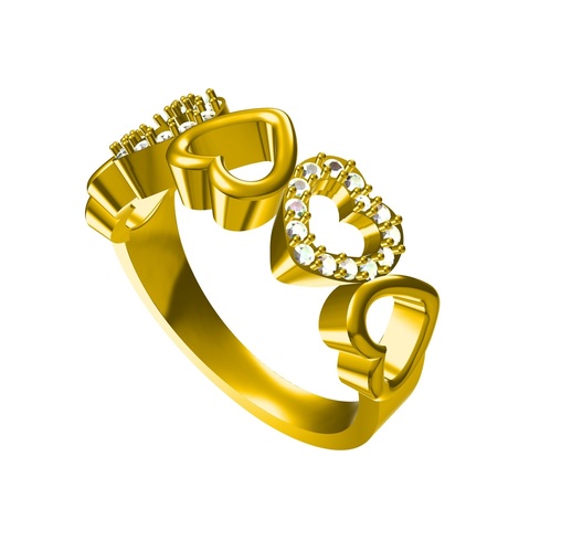 Multi Heart Design Wedding Ring 3D CAD Model In STL Format