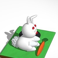 Small rabbit with carrot and hole 3D Printing 14976