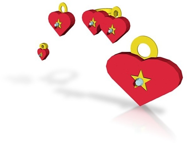 star of the heart jewelry set with charm 3D Print 14993