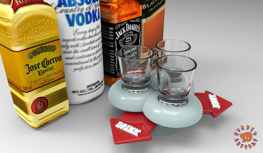 3D Printed The Shot Glass Drinking Game Spinner by Gnarly 3D Kustoms