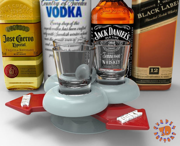 The 3 Shot Glass Drinking Game Multi Player Spinner 3D Print 150090