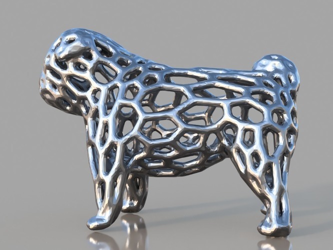 Voronoi Pug 3D Print 150283