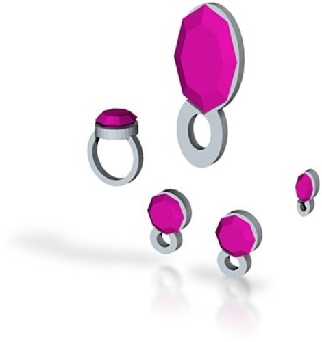 lara pink sapphire full jewelry set has stl, obj, wrl, x3d,