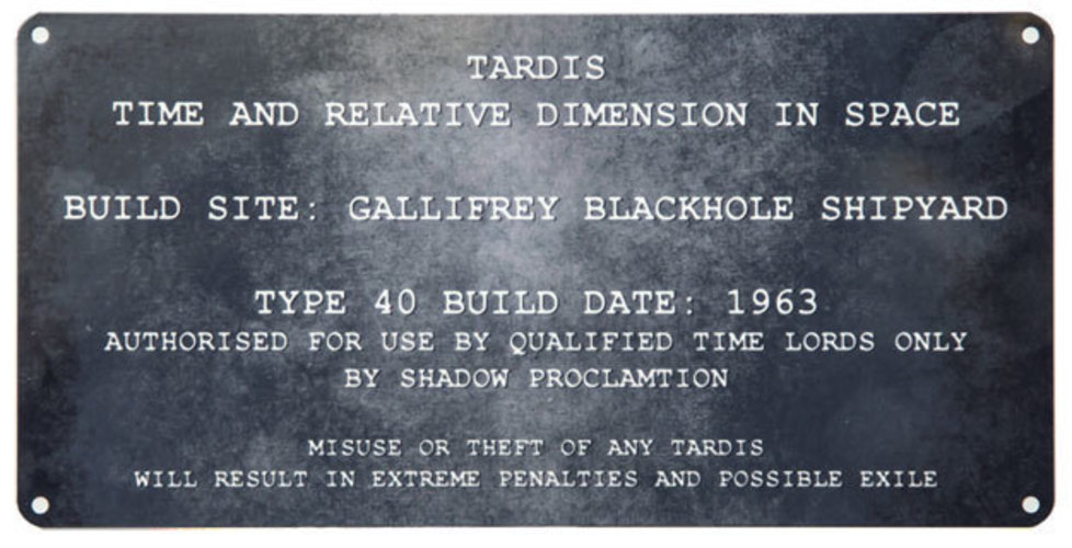 Doctor Who Tardis maker plate