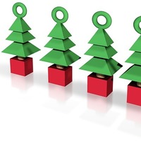 3d xmas tree mini ornaments 4 set - Thumbnail 2