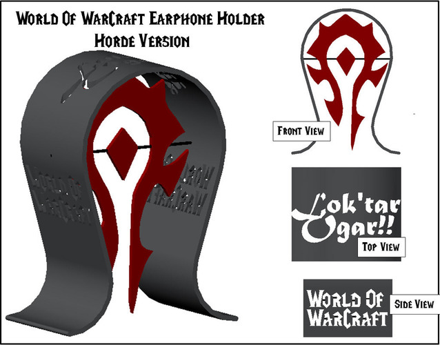 World Of Warcraft Earphone Holder - Horde Edition 3D Print 150826