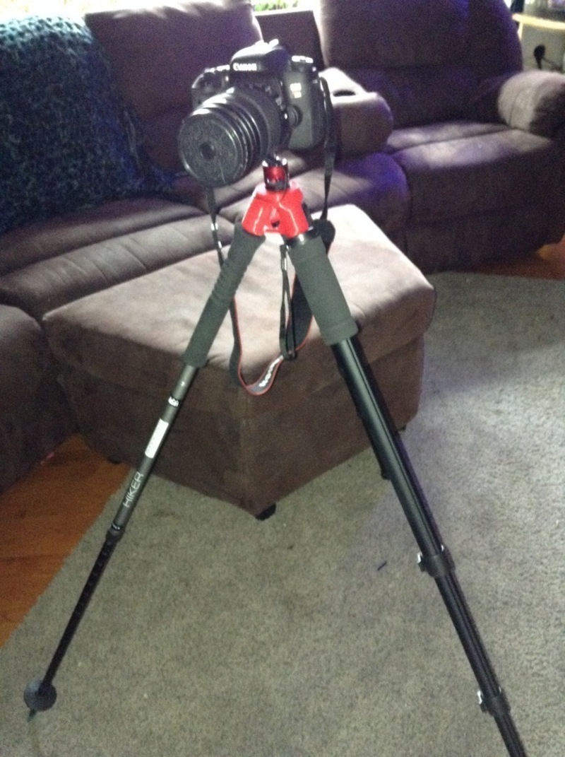 Tripod adapter for monopod hiking sticks