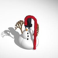 Small More printable snowman with tophat and candy cane 3D Printing 15109