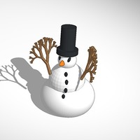 Small more printer friendly snowman with tophat 3D Printing 15111