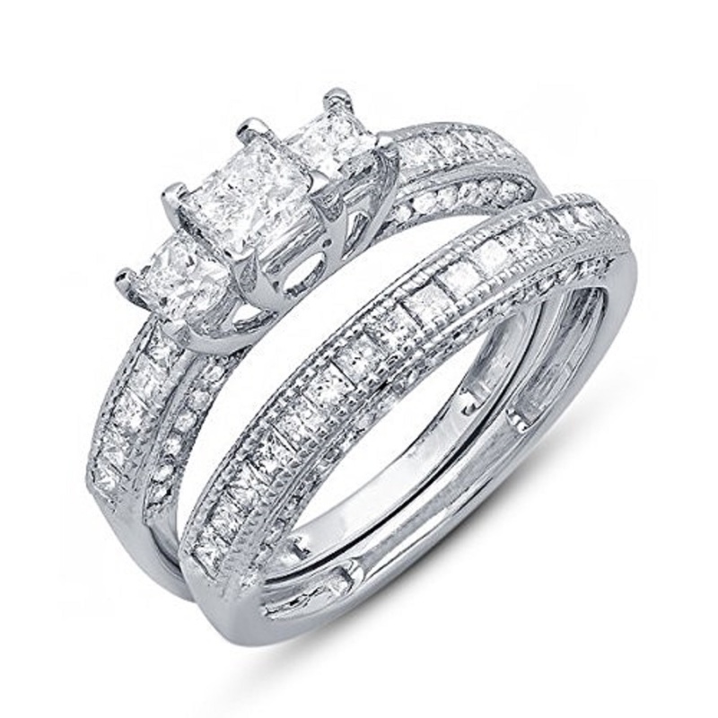 Beautiful Wedding Bridal Ring Set 3D CAD Model In STL Format