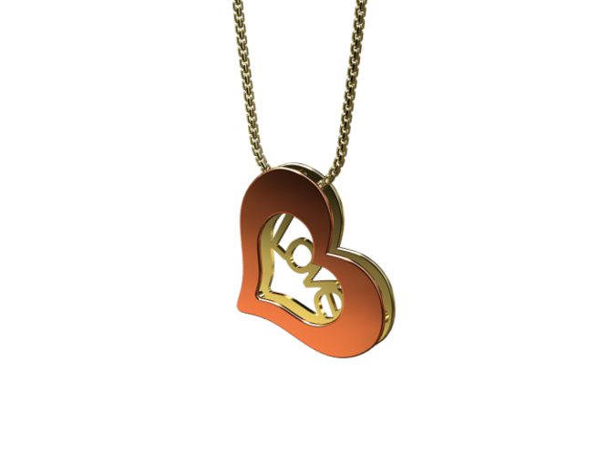 Double heart pendant 3D Print 15250