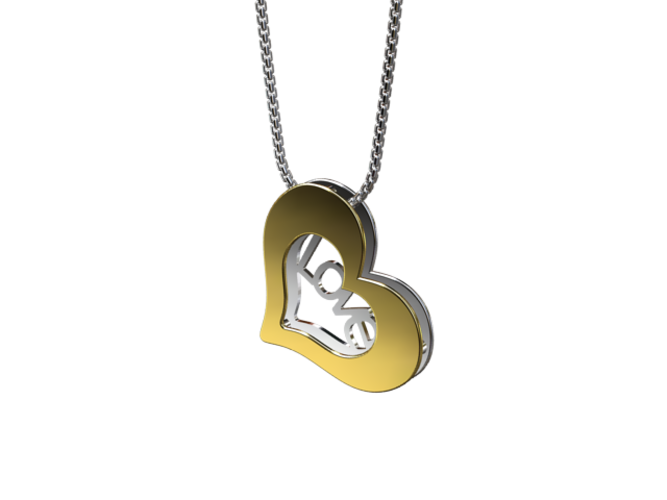 Double heart pendant 3D Print 15255