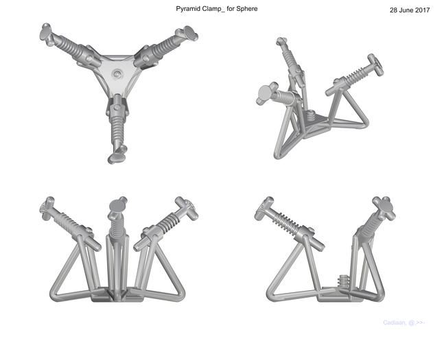 Pyramid Clamp for Spherical object. 3D Print 152746