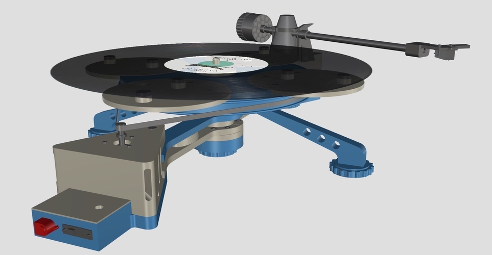 3D Printed Vinyl Turntable - It Plays Records :-) by Alan Leavy